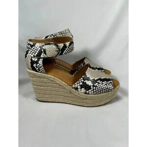 Nine West Wnadell3 Size 7.5 Wedge Platform Sandal Animal Print